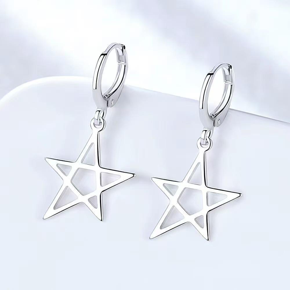 Elegant Silver Star Tassel Earrings for Women - Fashionable and Unique Hollow Design