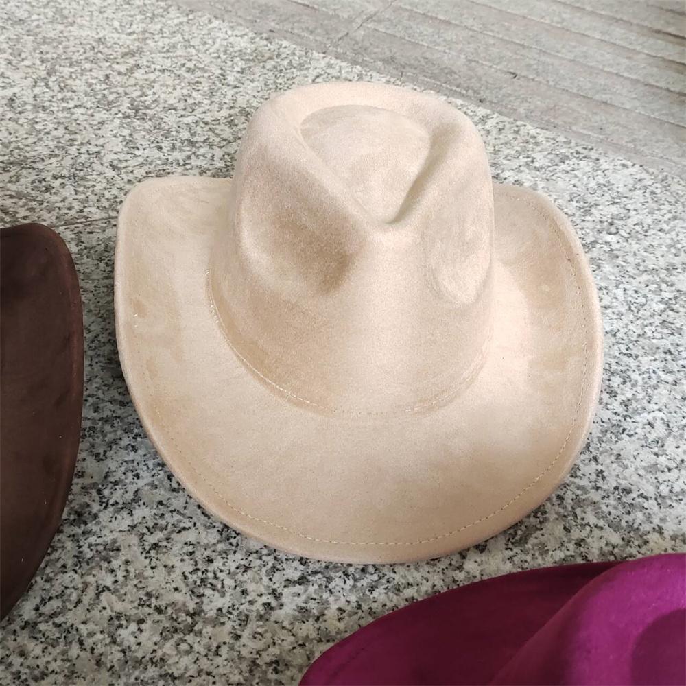 New Blue Suede Hat 7.5Cm Western Cowboy Women'S Fedora Hat Men'S Church Jazz Hat Fashion Travel Party Hat Denim Hat