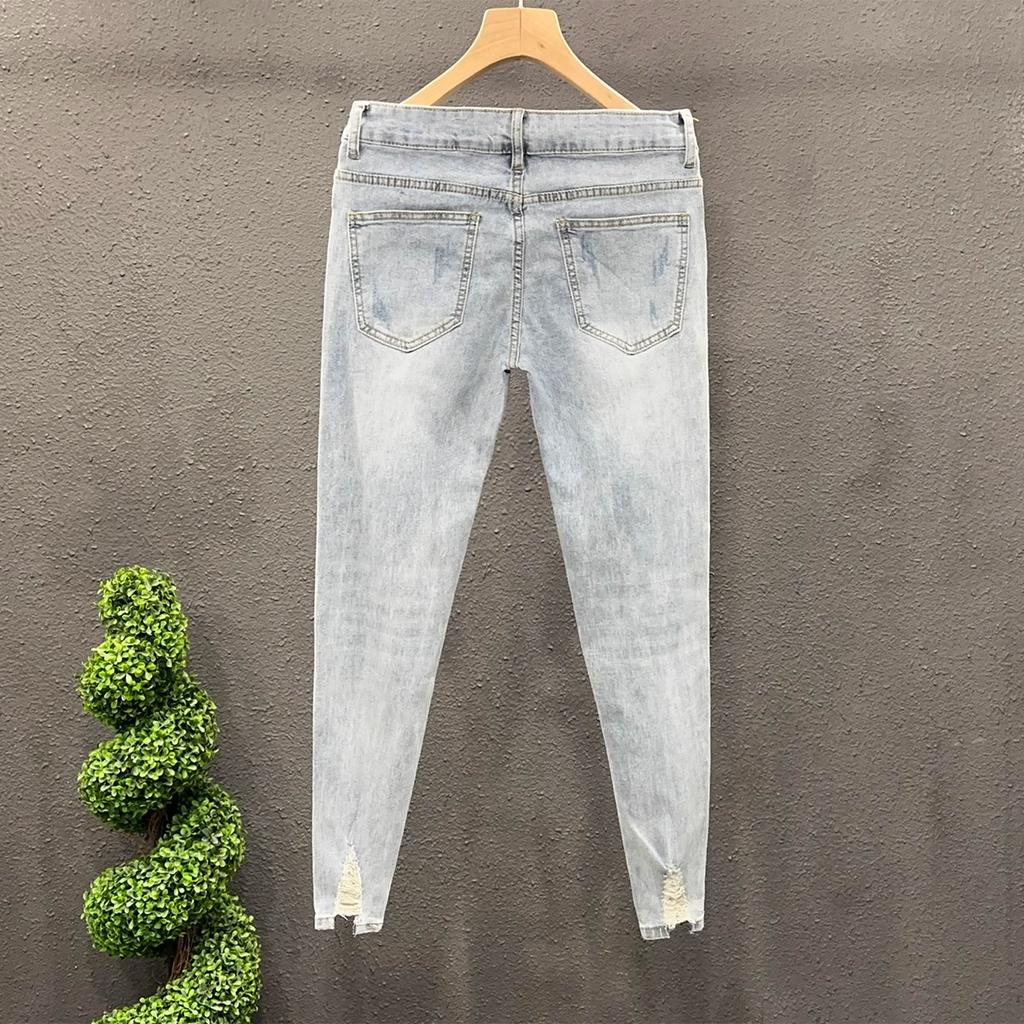 2025 Summer New Vintage Distressed Stretch Slim Fit Mid-Waist Skinny Jeans for Men