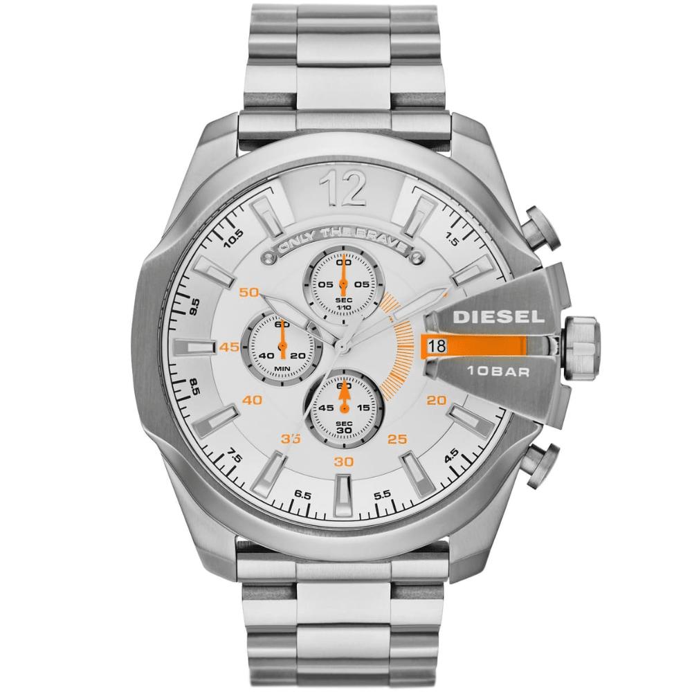 Diesel Men's Silver Dz4328 Mega Chief Chronograph Dial Watch