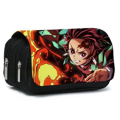 Large Capacity Pencil Box Zipper Stationery Bag Cartoon Anime Double Layer Canvas Pencil Case Great