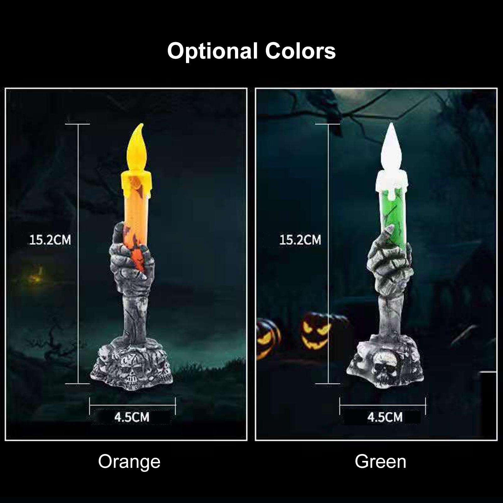 

LEDs Dancing Flickering Flameless Candlelight Ambient Lamp with Skull Ghost Pattern Spooky Night Light Table оранжевый