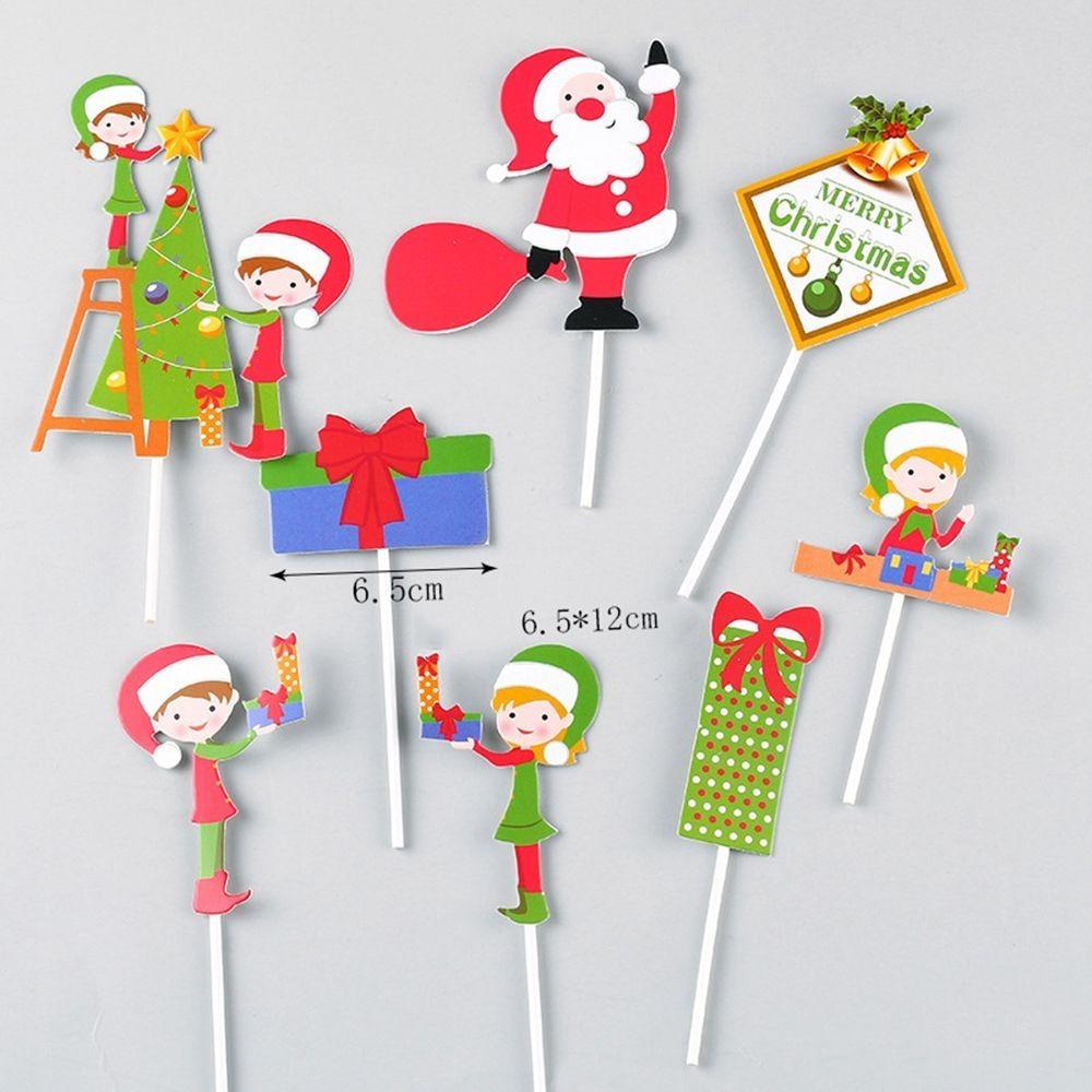 Papírová vánoční dortová dekorace Veselé Vánoce Dekorace na narozeninovou oslavu Kreativní zápichy na cupcakes