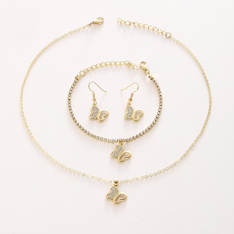 Elegante Conjunto de Collar Pendientes Pulsera de Mariposa Para Mujer Moderno Conjunto de Joyería de 3 Piezas Con Diseño de Personalidad Única