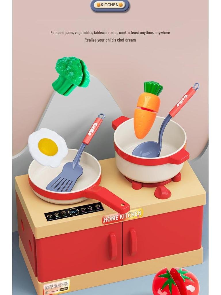 Children's Pretend Kitchen Set: Cutting Veggies, Cooking, Rice, and Fruit for Boys & Girls - Simulation Utensils Included