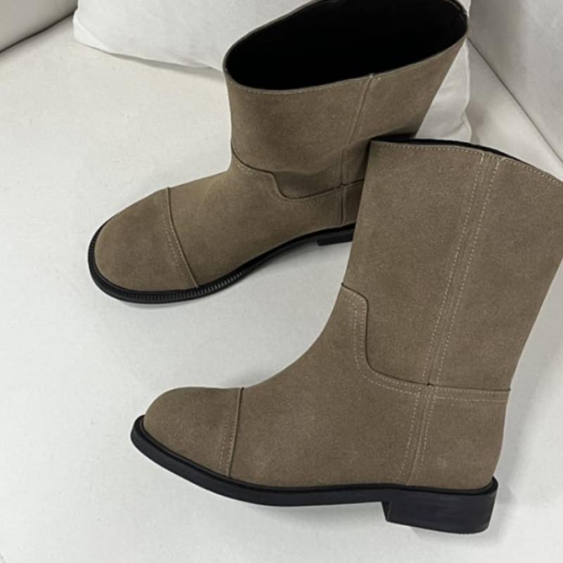 Desire Rose Women Cowhide Suede Mid Boots 3cm