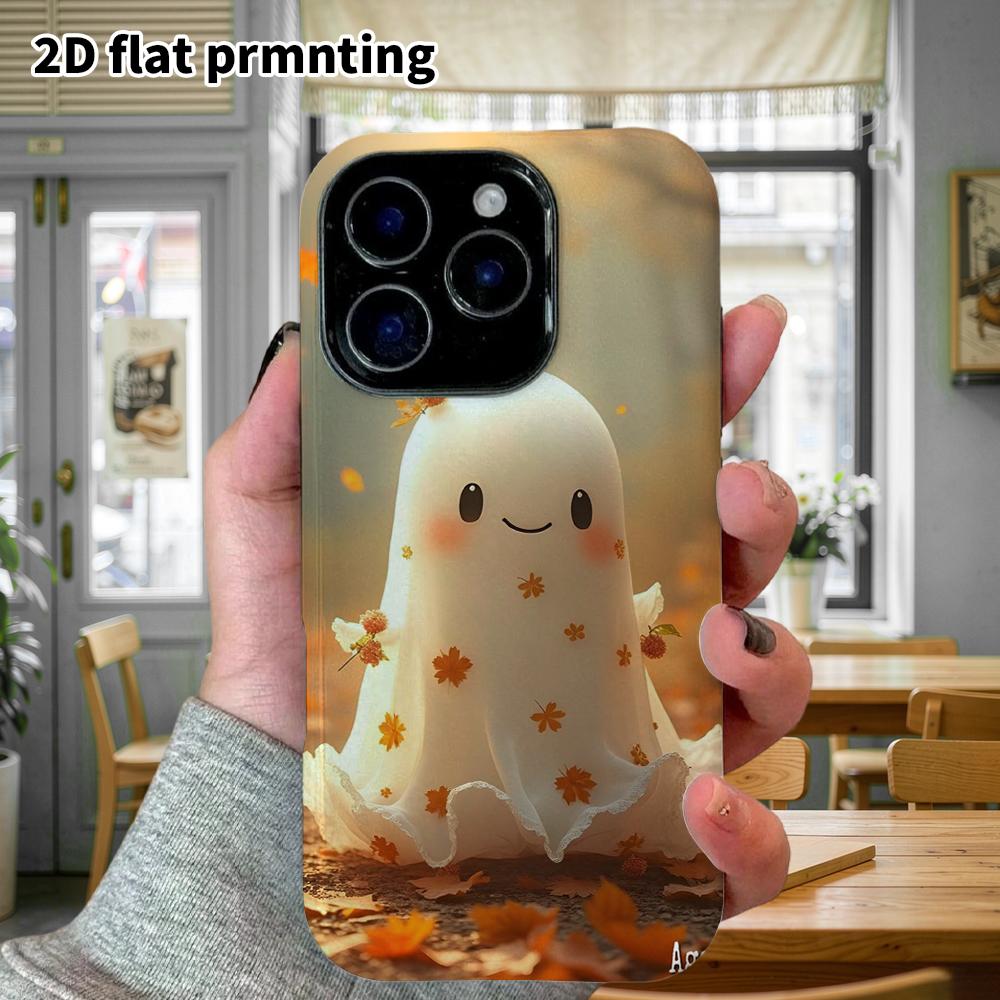 Phone Case: 2D Flat Design Suitable for iPhone 18 17 16 15 14 13 Pro Film Protective Case, Couple Style, Lace Ghost, Christmas and Halloween Holiday G