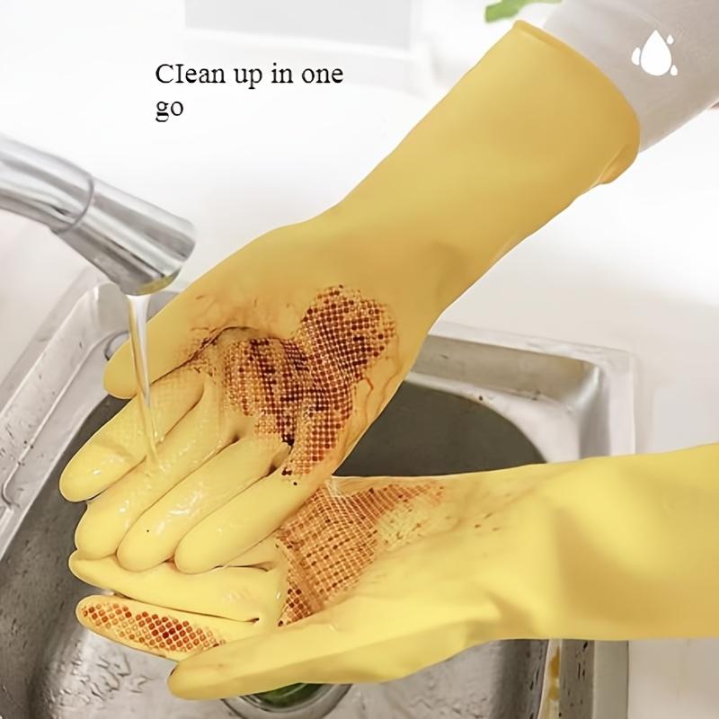 1pair Latex Dishwashing Gloves Women's Waterproof Household Kitchen Washing Bowl Washing Clothes Vegetable Cleaning Household