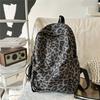 Oxford Leopard Print Backpack Fashionable Women's Casual School Bag Trendy Rucksack