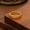Fortune-Boosting Ring Women Hollow Copper Coin Shape Adjustable Opening Design