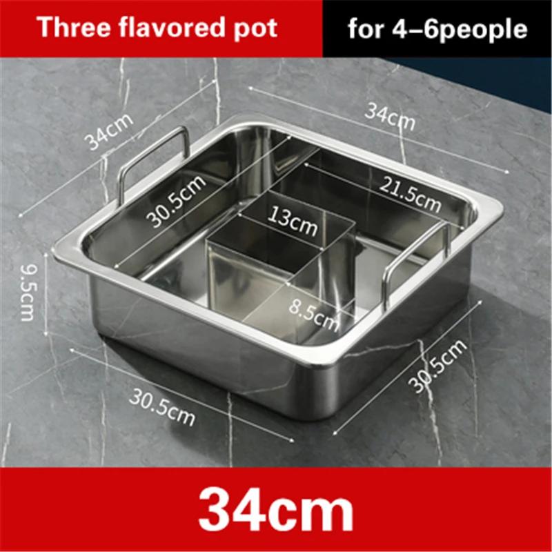 Extra thick stainless steel square hot pot Stewed Mandarin Duck with Ears Hotpot for induction cooker Mother and son pot hotpot