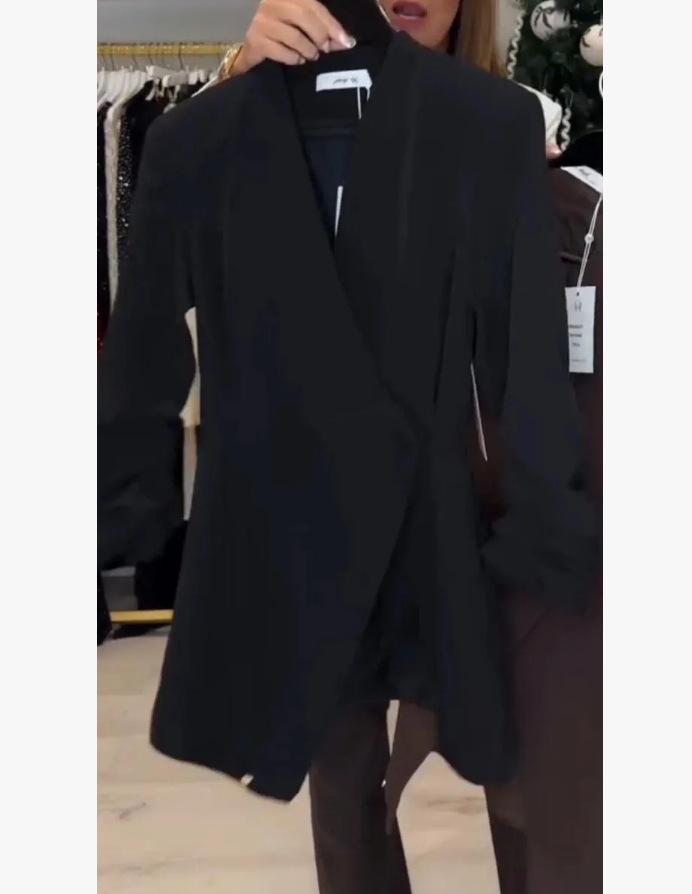 Женский черный приталенный блейзер 2026: Нишевый дизайн, Новый весенне-осенний стиль, Повседневный костюм с длинным рукавом 2XL чёрный