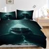 3pcs Giant Shark Duvet Cover Set with One Quilt Cover and Two Pillowcases (No Core) - Anime Cartoon Design, Perfect for Bedroom and Guest Room Decorat