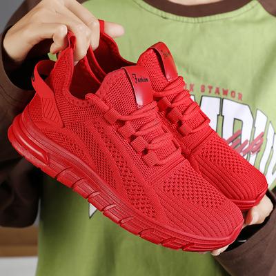 Fashion New Women's Shoes: Red Jogging Shoes, Knitted, Running, Casual, Green, One Step Stepping, Dad's Shoes, Women's Sports Shoes