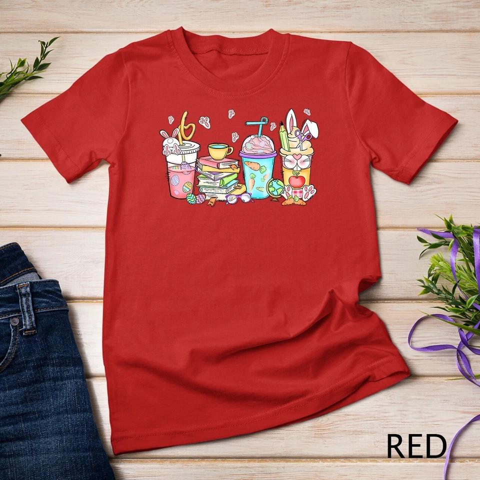 Happy Easter Bunny Coffee Lover Latte Iced Coffee Easter Day Unisex T-shirt 10 S