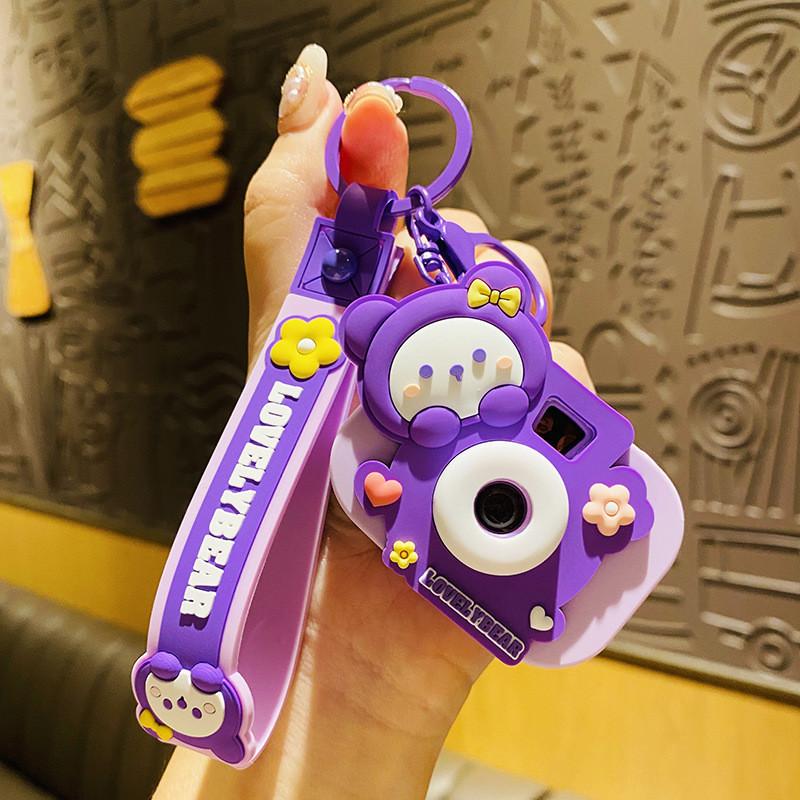 

Camera Lovely Bear Keychain Adorable Cartoon Style Bag Car Pendant For Friends фиолетовый