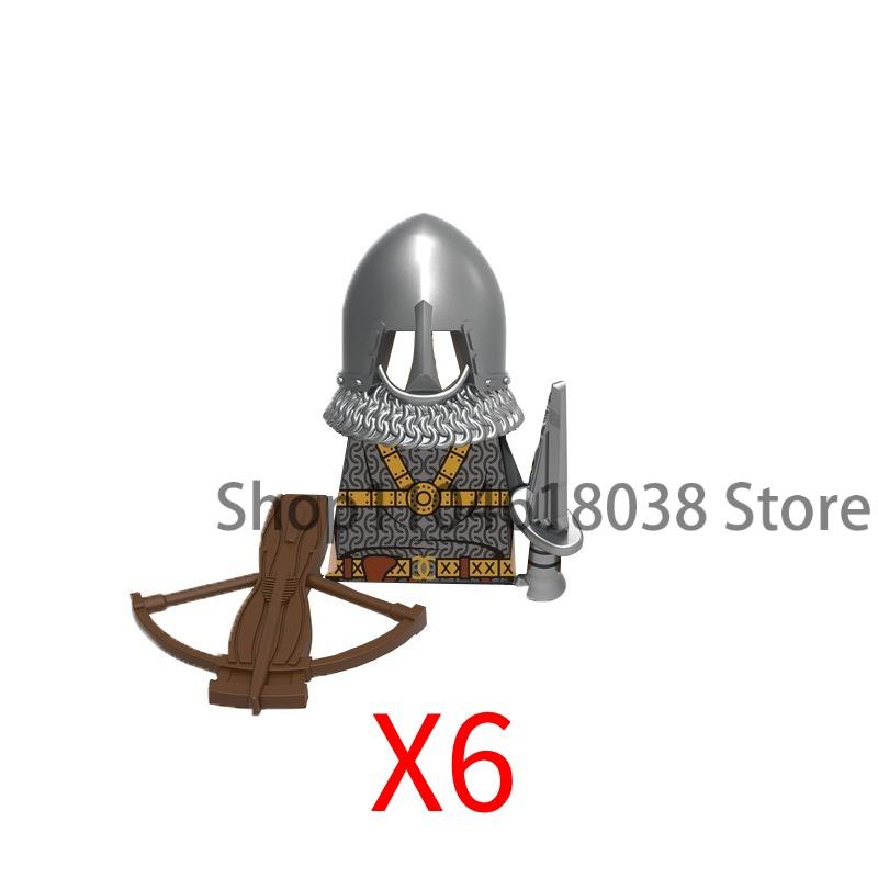Medieval Castle Soldier Action Figures Building Block Empire Templars Lancer Warrior Militia Helmet Shield Sword Bow Toy Gifts
