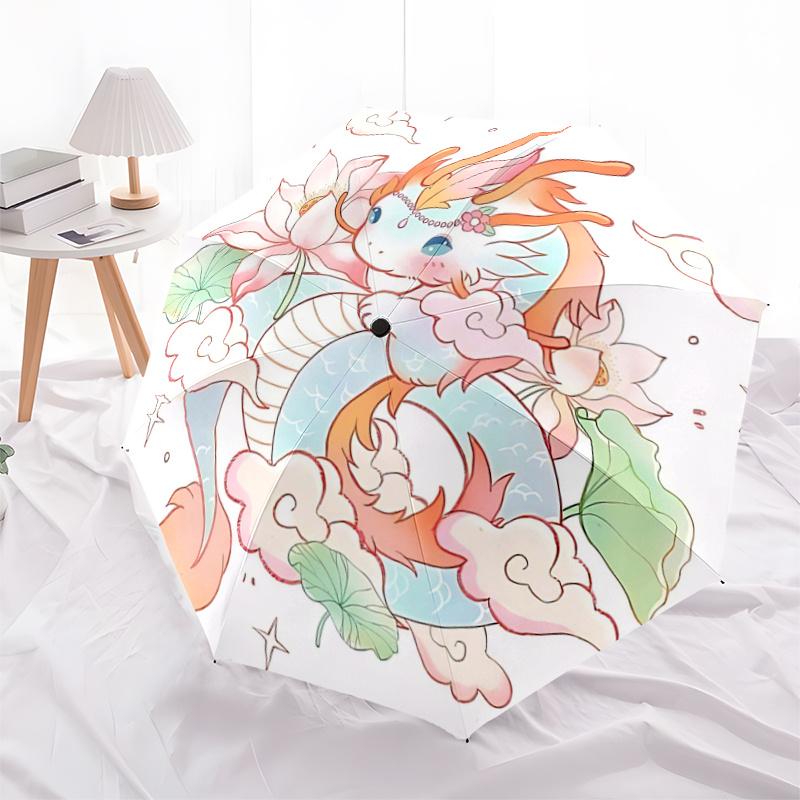 

1pc Automatic Opening/Closing Cartoon Umbrella with Portable Tri-Fold Design, 8-Bone Iron Frame - Outdoor Umbrella for Festivals, Travelers, Daily Use