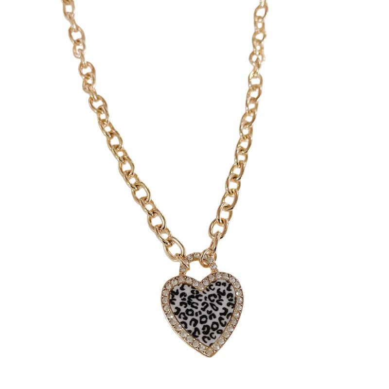 Punk style leopard print heart hot girl chocker necklace classy sweet cool style necklace