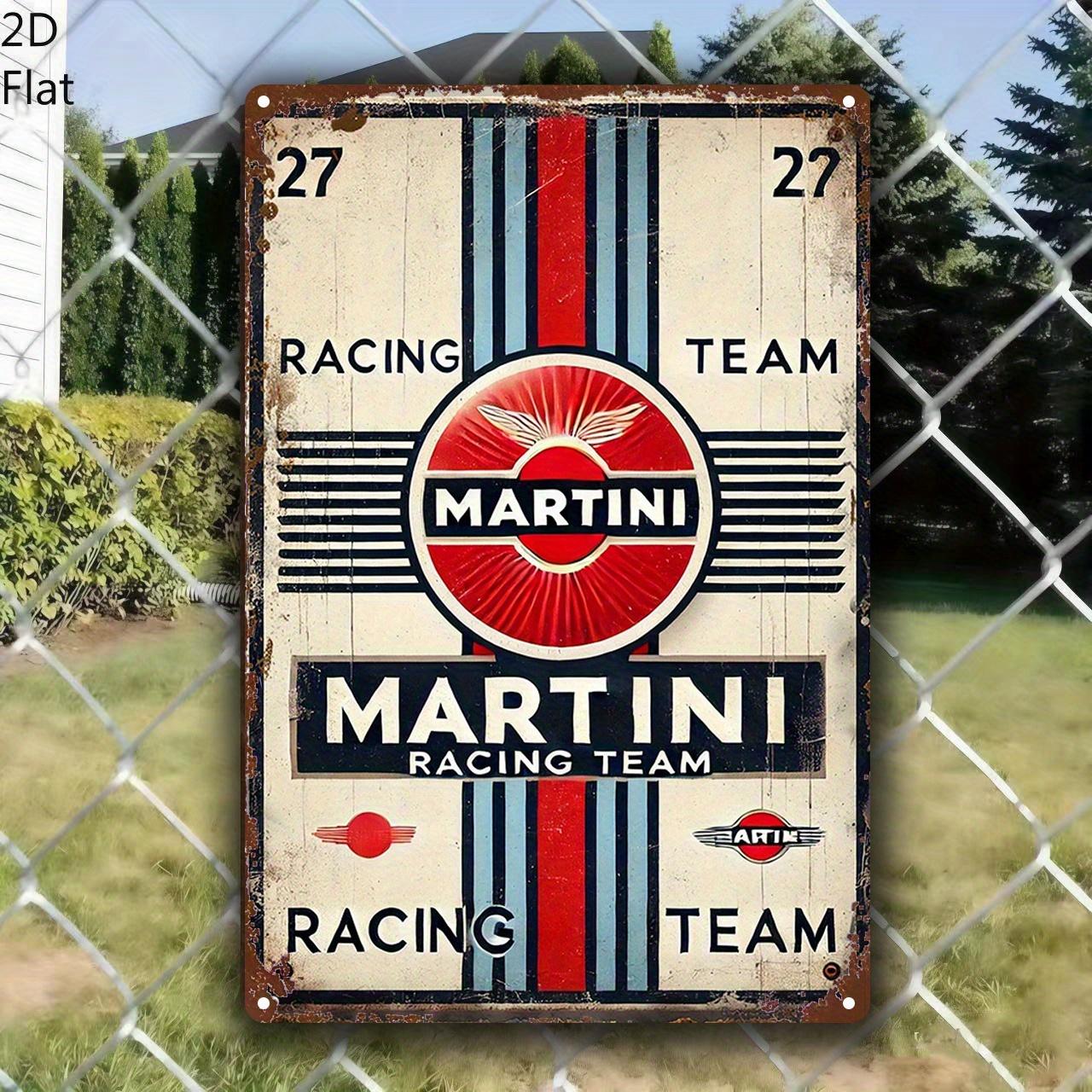 Vintage Martini Racing Team Retro Metal Tin Sign Rustic Classic Motorsport Logo Wall Art Decor Rustic Garage Workshop Plaqu 20x30cm(7.8x11.8inch)