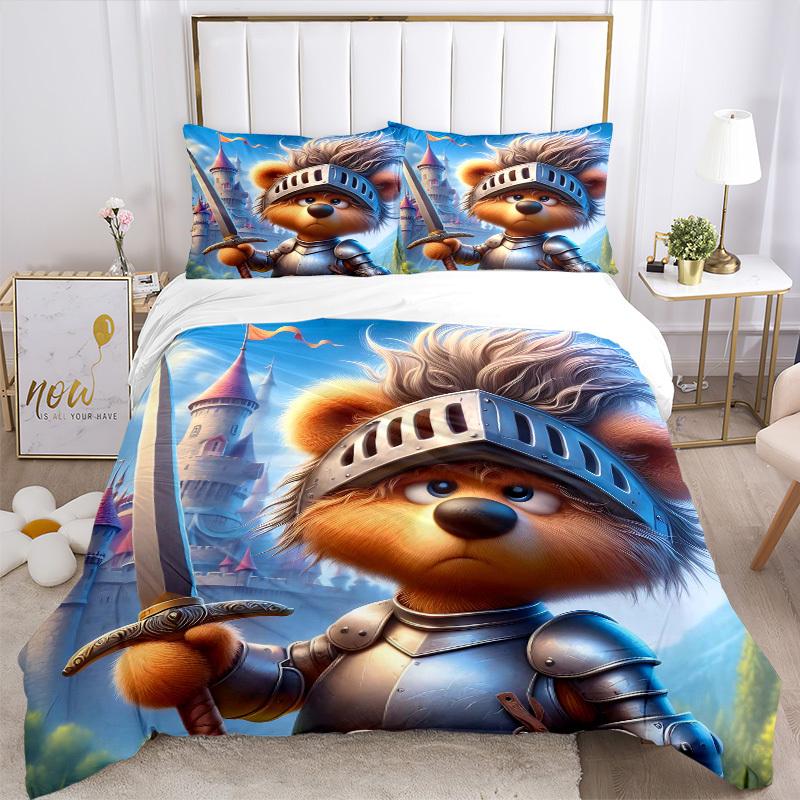 3pcs Anime Knight Bedding Set - Includes One Quilt Cover and Two Pillowcases (No Core) - Perfect for Bedroom and Guest Room Decoration, Fest