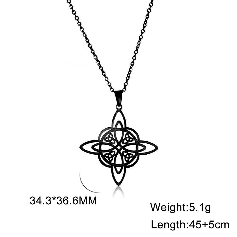 Vintage Witch Knot Necklace for Women Luck Pendant Irish Celtics Protection Amulet Stainless Steel Witchcraft Wicca Jewelry Gift