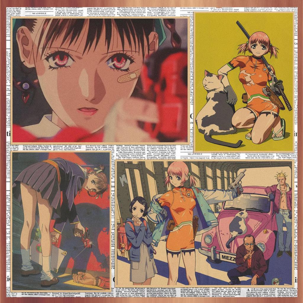 Retro Japanisches Anime Poster - Yasuomi Umetsus Killer Girl auf Kraftpapier Wandkunst Wandbild 262