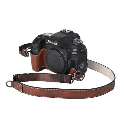 Mezza Custodia per Fotocamera in Pelle PU per Canon EOS 60D 70D 80D 90D Apertura Inferiore Copertura Magnetica Con Tracolla