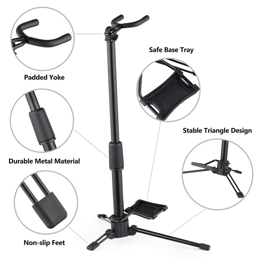 ERYUE Foldable Digital Wind Instrument Stand with Adjustable Metal Aerophone Holder Instrument Stand