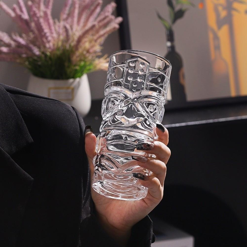 420ml Mask Glass Cup Vintage Whiskey Cup Multi-functional Juice Cup Bar