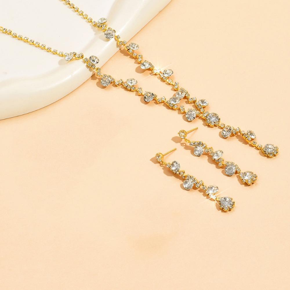 Crystal Rhinestone Necklace Earrings Bracelet Three-piece Jewelry Accessories Wedding Accessories Versatile