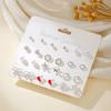 Versatile geometric love stud earrings set, women's high sense 9-piece set, European and American new ins exquisite fashion earrings
