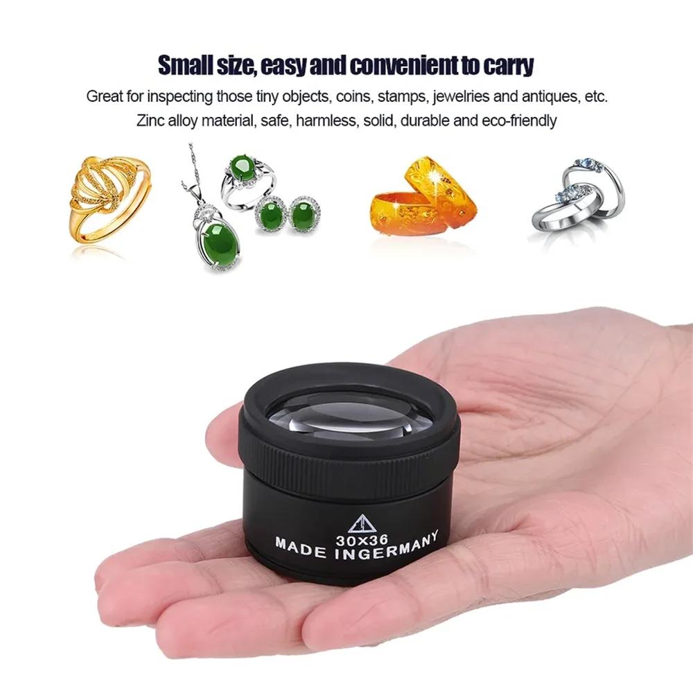 Optical Magnifying Glass 30x36  Portable Pocket Electronics Magnifyier For Jewelry Coin Stamps Watch Repair Magnifying Glass