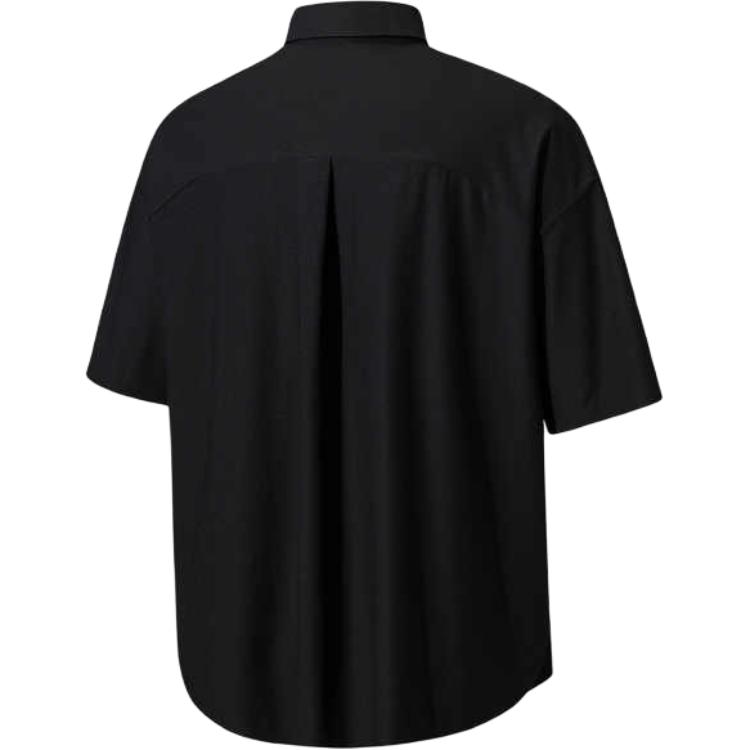 Anta Champion All-Weather Series Solid Color Button Comfortable Breathable Versatile Short Sleeve Shirt Women Shirts Black 162520105-5