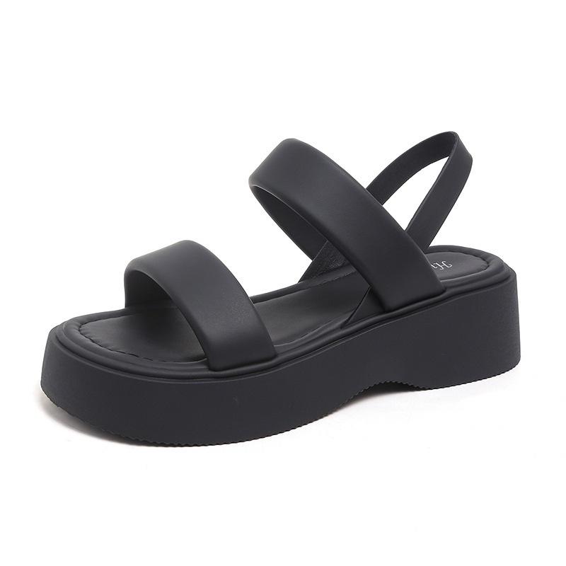 Proste i stylowe codzienne rzymskie buty plażowe damskie wsuwane na platformie muffince wszechstronne letnie okrycie wierzchnie kurort nadmorskie sandały