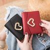 Fashion PU Leather Square Trifold Wallet 5 Colors Heart-Shaped Short Wallet Coin Purse Women Girls