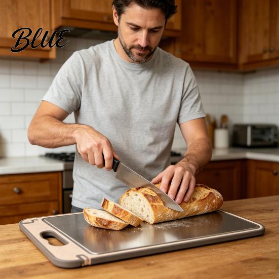 Non-porous Cutting Board Titanium with Built-In Knife Sharpener Garlic Grater & Juice Eco-friendly Groove Double-Sided Chopping Board Rust-Proof