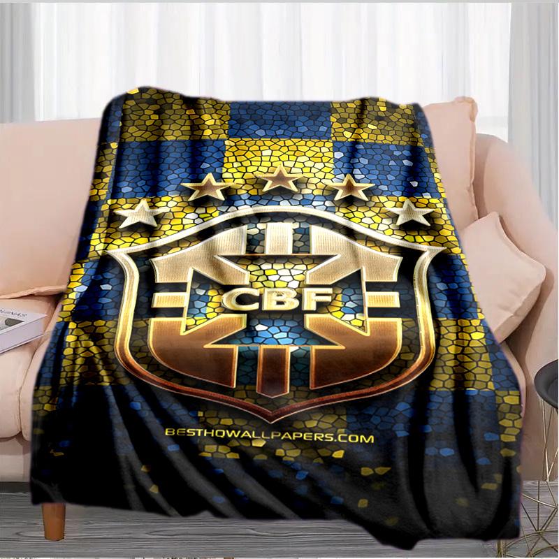 Brazilian Football Crest Printed Throws Blanket Soft Flannel Blankets for Couch Bed Gifts for Men Women Picnic blanket Christmas gifts