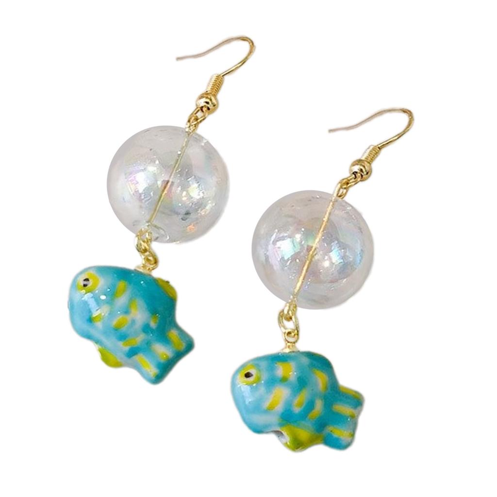 Fashion Dangle Earrings Hoop Earrings Cartoon Lovely Bubble Fish Pendant Earrings Statement Jewelry for Women Girls