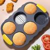 Heat Resistant Silicone Baking Pan 6 Cavity Bread Loaf Pan Reusable Hamburger Bun Mold  Food Baking
