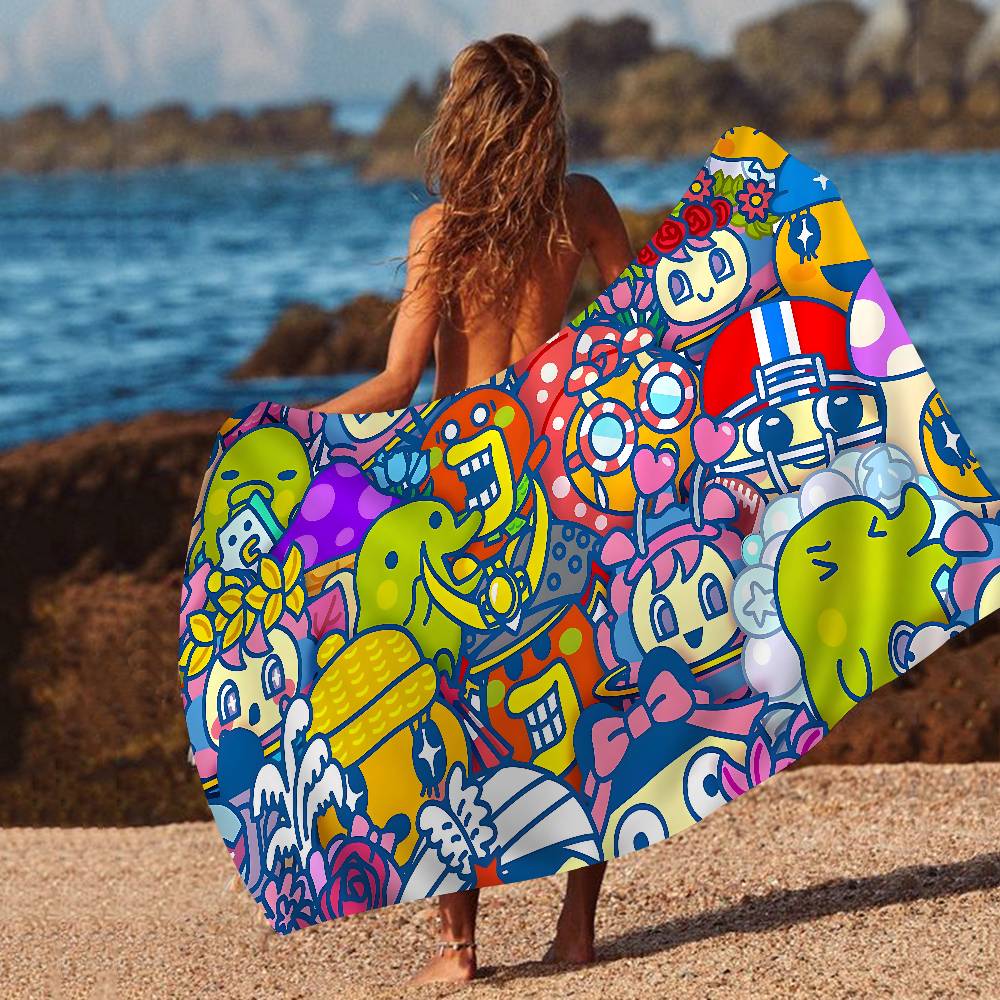 Classic T-Tamagotchi Cut Friend Game Microfiber Printed Beach Towel Mountain Climbing Yoga Beach Running Absorbent Soft Towel
