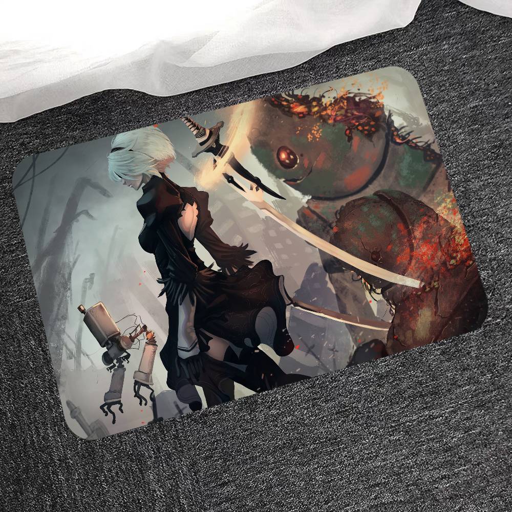 Hra NieR Automata Podložka na podlahu Obdélníková Protiskluzová Domácí Měkká Koupelnová rohožka Přední dveře Vnitřní Venkovní Rohožka Vítejte Rohožka ke dveřím