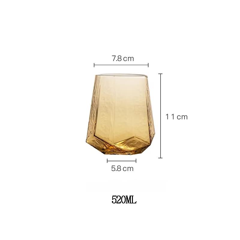 Nordeuropa Luxus Gold Bernstein Champagner Kelch Weingläser Farbiges Zuhause Bleifreies Kristallglas Gehämmertes Diamant Whiskyglas