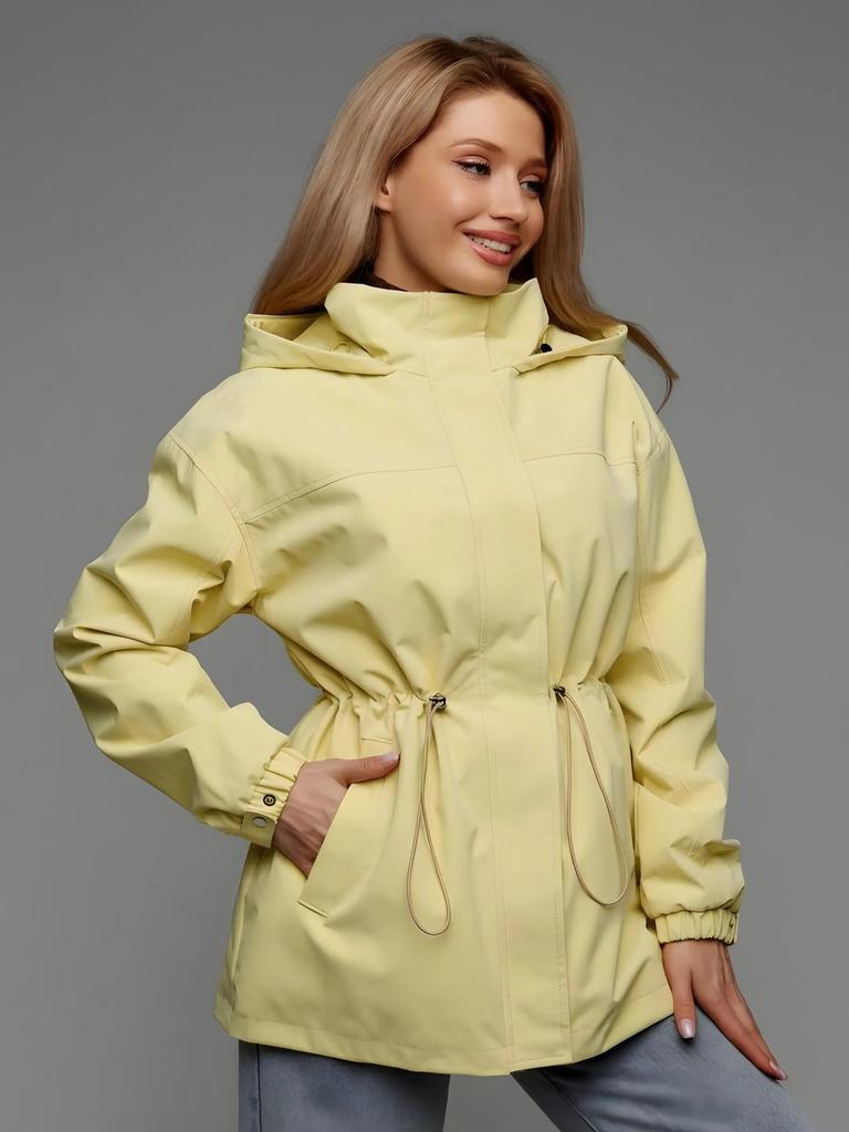 Giacca casual europea e americana da esterno con coulisse in vita, tuta sportiva da trekking, trench, giacca, abbigliamento da donna
