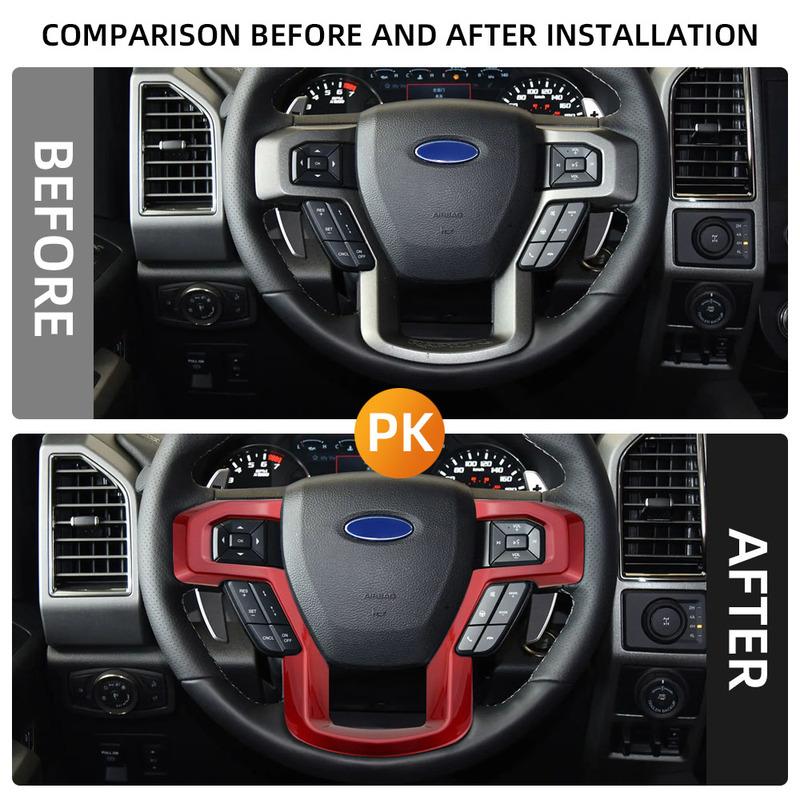 Car Steering Wheel Trim Cover Sticker for Ford F150 2015-2020 for F250 F350 2017-2022 Steering Wheel Molding Car Styling Acc