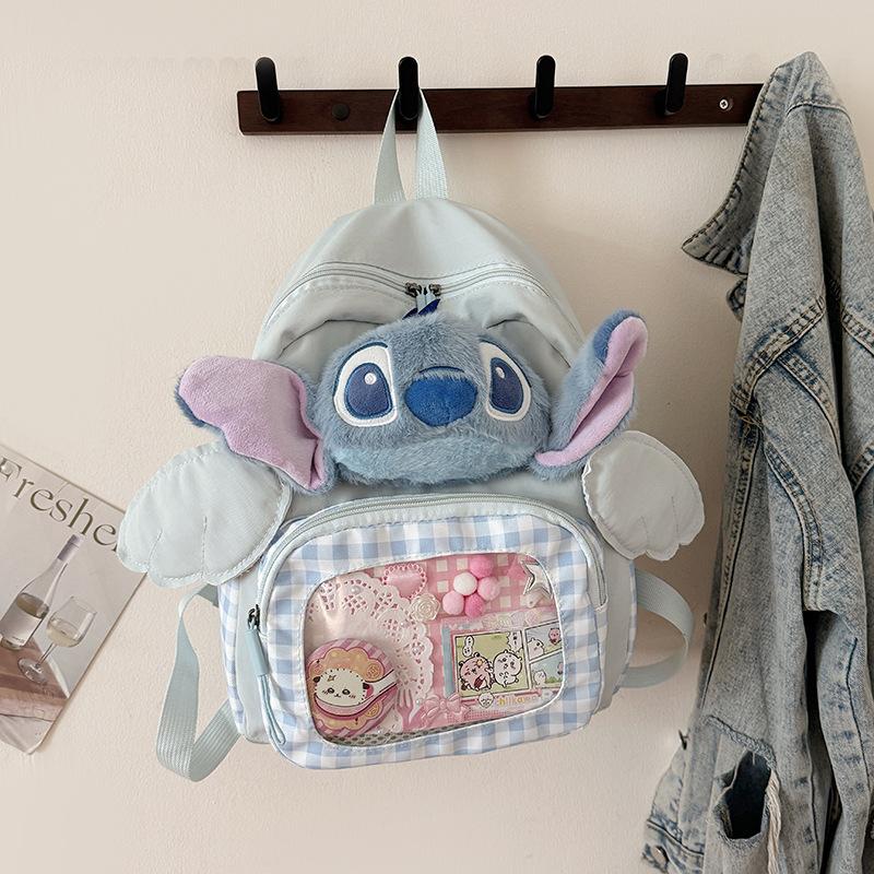 Schoolbag Japanese sweet plush Stitch cartoon doll double shoulder back small junior high school student schoolbag versatile large capacity backpack