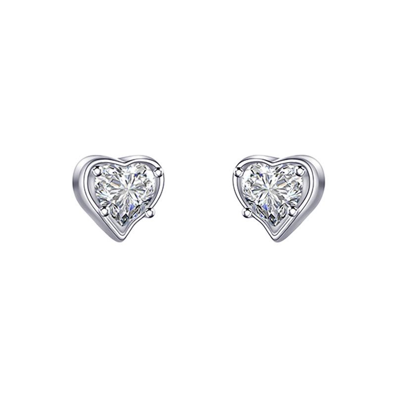 Love Pink Diamond Stud Earrings Female Korean Version Niche Commuting Zircon Earrings Ins Simple Earrings