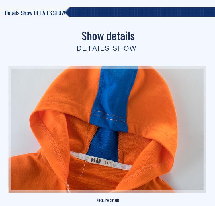 2024 Spring/Autumn Korean-Style Color Block Tracksuit for Boys - Medium/Large Two-Piece Jacket Set