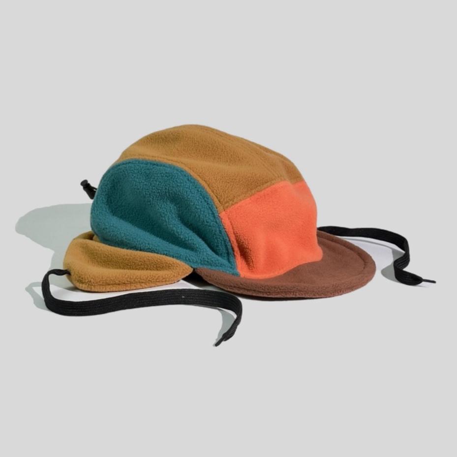 Japanese Windproof  Warm Bomber Hat Women Color Matching 5-Panel Cycling Cap Fleece Autumn Winter Ear Protection Basaeball Cap