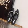 Women's Flat Bottom Rhinestone Baotou Half Slippers Summer Outer Wear Pointed Fairy Style Cool Slippers